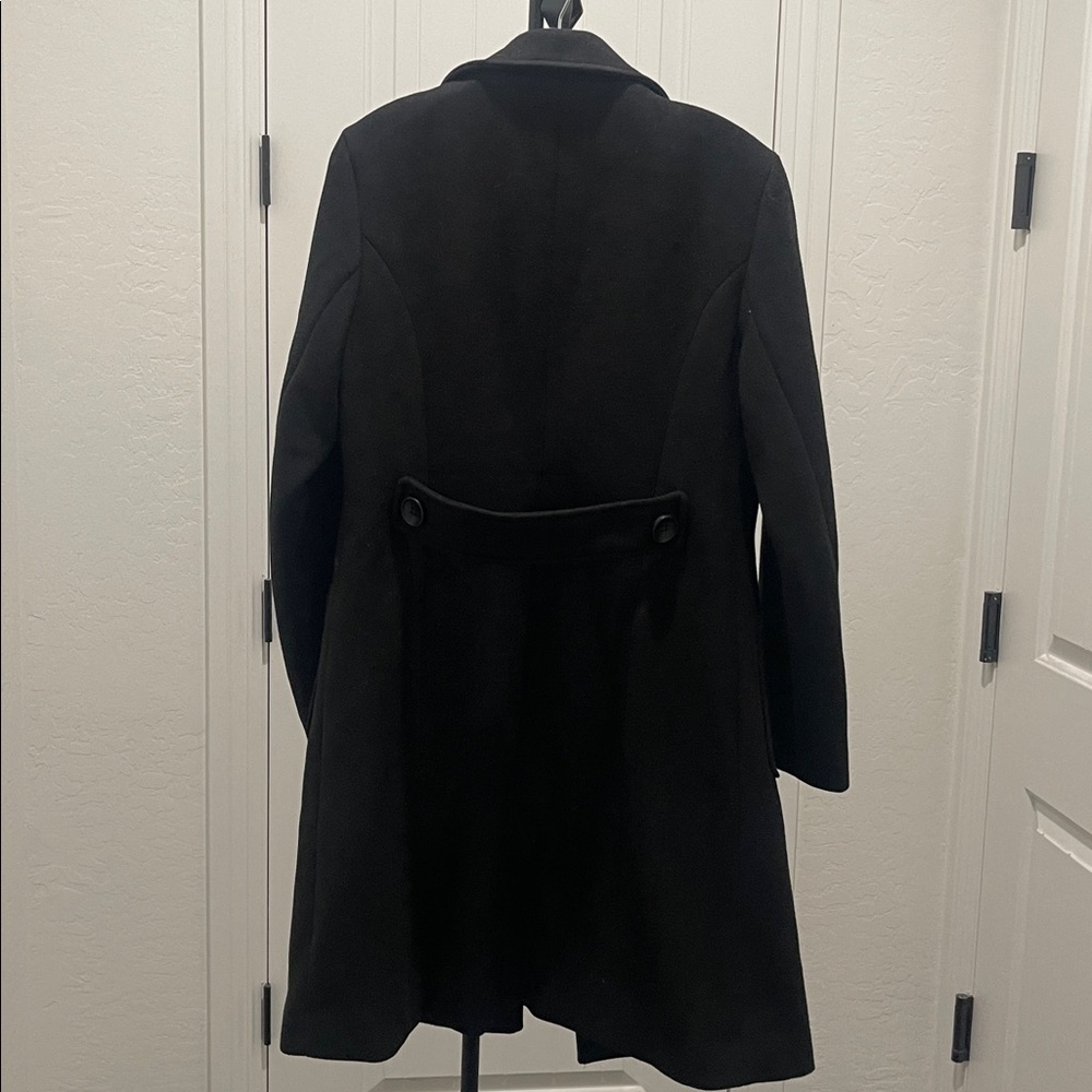 Chou Yatou Double Breasted Wool Blend Black Pea Coat Women’s Sz M with Pocket - Picture 6 of 16